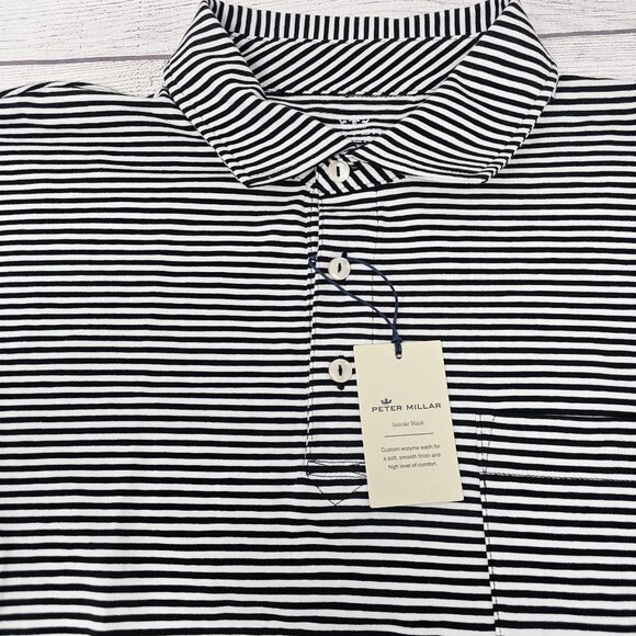 Peter Millar Summer Comfort‎ Button Striped Polo Men's Size Large - Picture 1 of 6